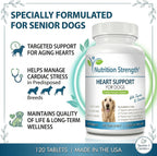 Nutrition Strength Apoyo cardíaco para perros con taurina y carnitina, 120 comprimidos masticables