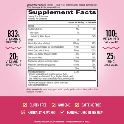 Airborne Vitamin C Gummies Very Berry – 21 Gominolas (750mg por ración) – Image 4
