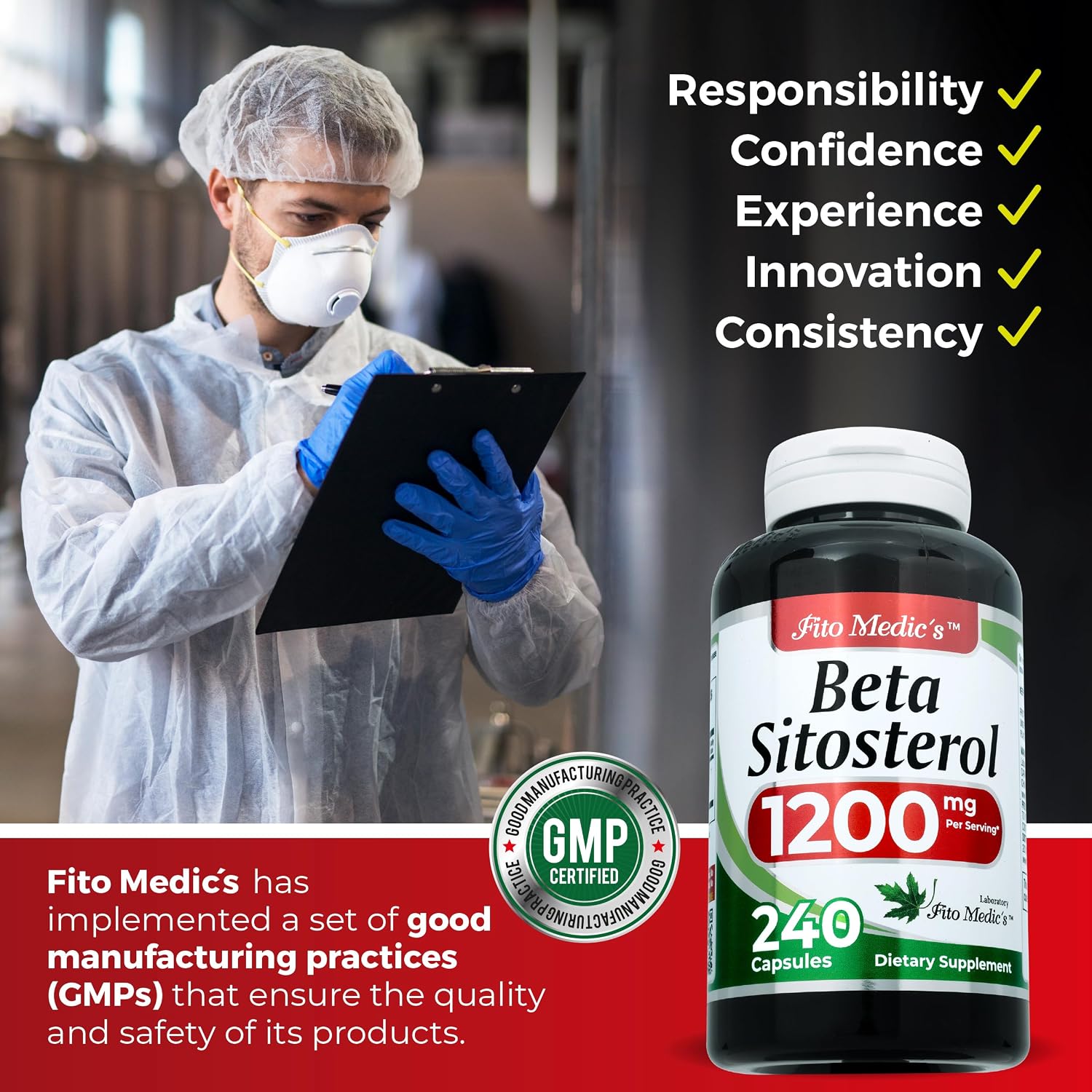 FITO MEDIC'S Lab Beta-sitosterol 1200 mg | 240 Cápsulas | Esteroles Vegetales