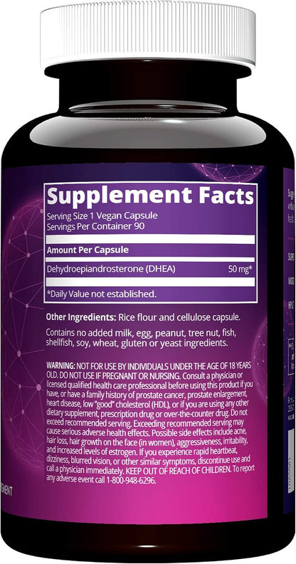MRM Nutrition DHEA 50mg - Para Mujeres y Hombres - 90 Cápsulas | Micronizado, Vegano, Sin Gluten – Image 3