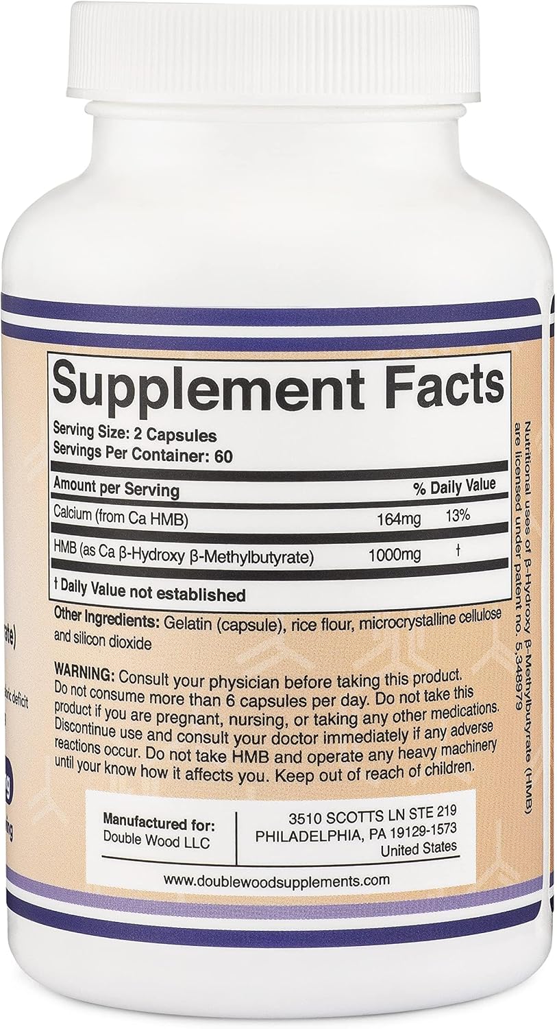 Double Wood Supplements HMB 1000 mg por ración - 120 cápsulas