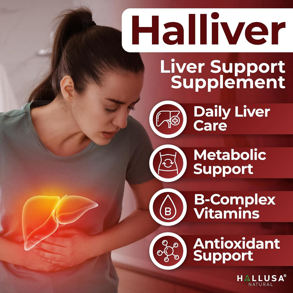 Hallusa Natural Suplemento para la Salud Hepática con Cardo Mariano, Complejo B y Alcachofa - 60 Comprimidos