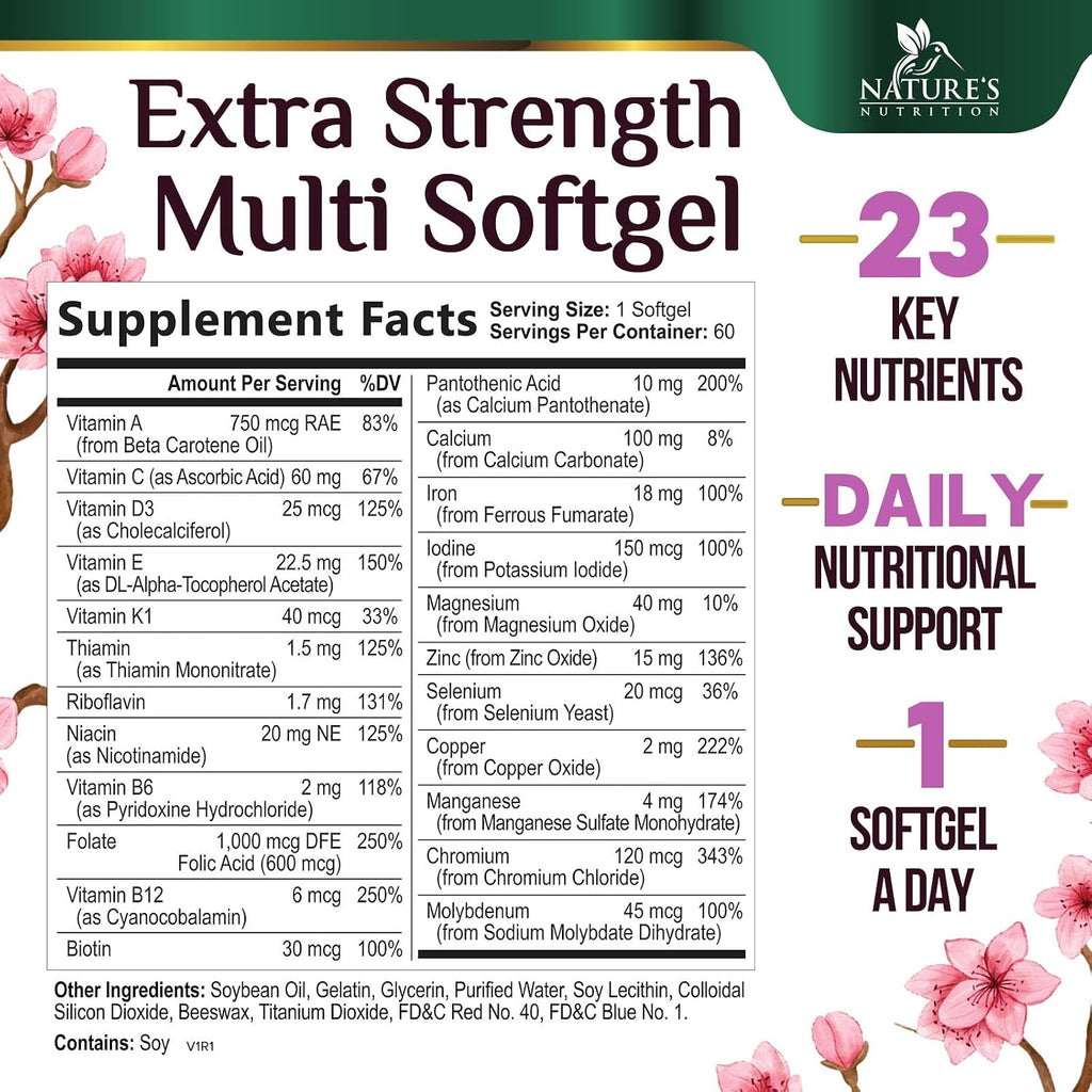 Nature's Nutrition Multivitamínico para Mujeres - Completo con Calcio, Hierro, Zinc y Vitaminas - 60 Cápsulas