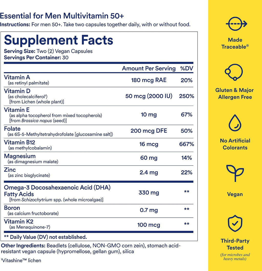 Ritual Multivitamínico Diario Hombres 50+ - 60 Cápsulas Veganas con Menta