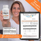 Niacinex Niacina 500mg Liberación Prolongada, 200 Comprimidos - Mínimo Enrojecimiento, Vitamina B3 Vegana