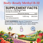 Vitalitown Vitamina B12 (Metil B12) 5000 mcg, 90 Comprimidos de Disolución Rápida Sabor Melocotón