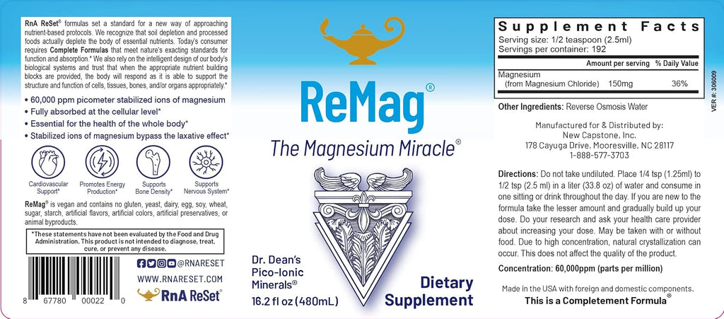 RnA ReSet ReMag y Vitamina C Reset Bundle – Suplemento Líquido de Magnesio (480 ml) y Polvo de Vitamina C Sabor a Bayas (420 g)