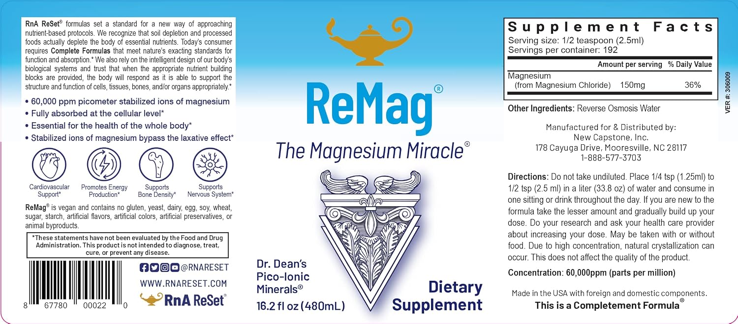 RnA ReSet ReMag y Vitamina C Reset Bundle – Suplemento Líquido de Magnesio (480 ml) y Polvo de Vitamina C Sabor a Bayas (420 g)