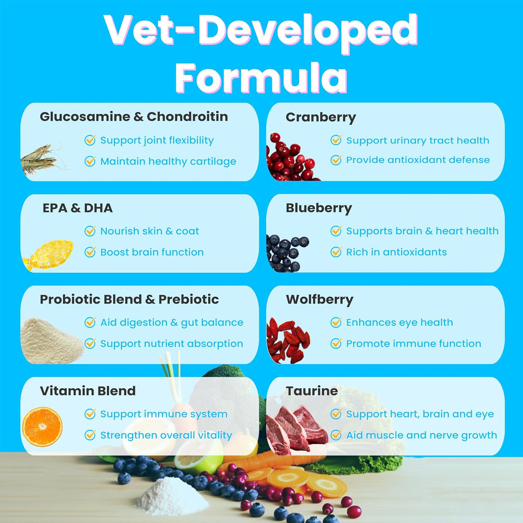 PAWIZON Multivitamínico Completo para Perros con Superfoods, Probióticos y Glucosamina - 120 Chewables