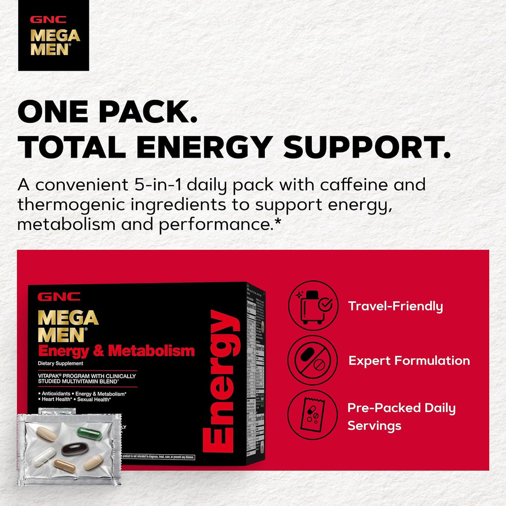 GNC Mega Men Energy and Metabolism Vitapak – 30 Paquetes Diarios