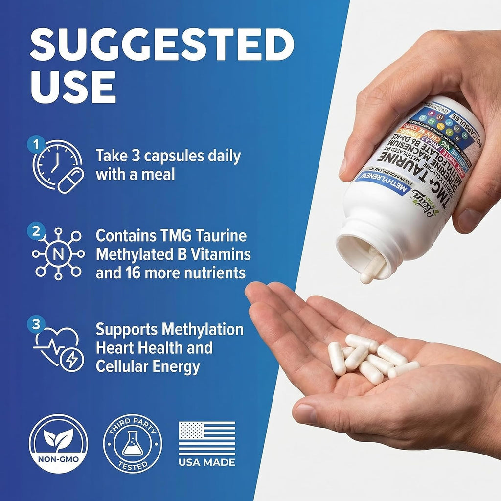 Clean Nutra TMG 1000mg - Multivitamínico Metilado para Mujeres y Hombres