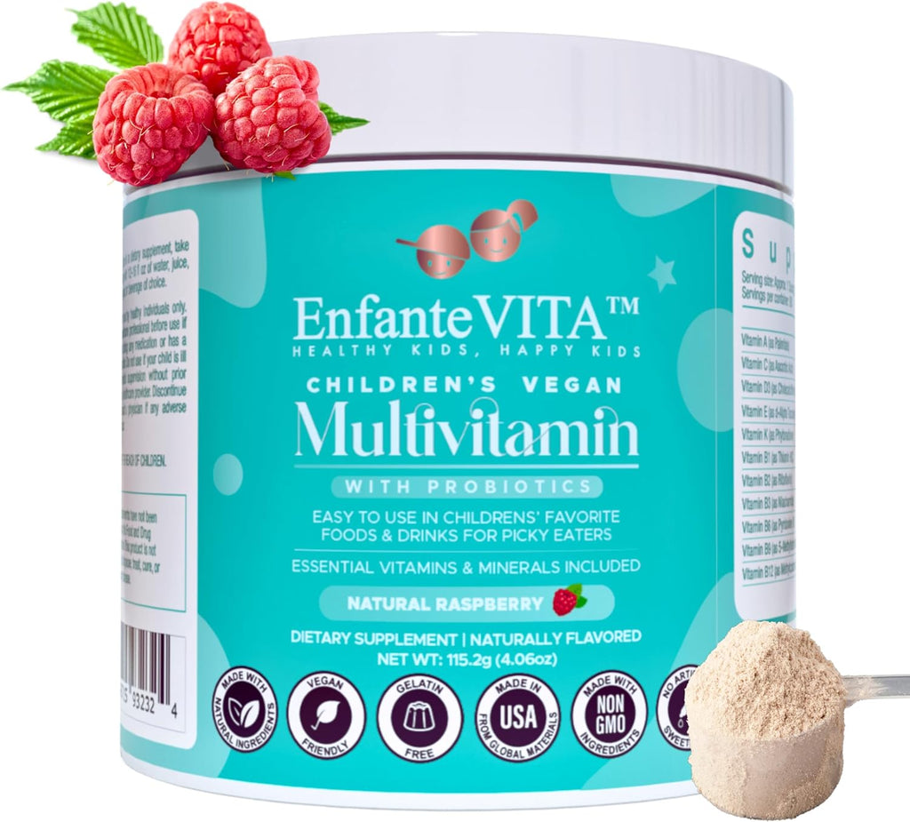 EnfanteVITA All in One Kids Vitamins - Multivitamínico Infantil en Polvo con Probióticos, 90 Días