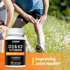 VANI Vitamins D3 + K2 (MK-7) 10000 UI 200 mcg, 90 Cápsulas Blandas