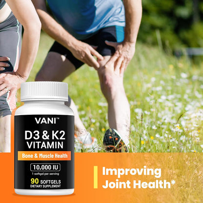 VANI Vitamins D3 + K2 (MK-7) 10000 UI 200 mcg, 90 Cápsulas Blandas – Image 4