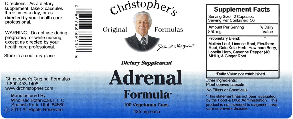 Christopher's Original Formulas Adrenal Formula - Natural Support for Adrenal Gland Function