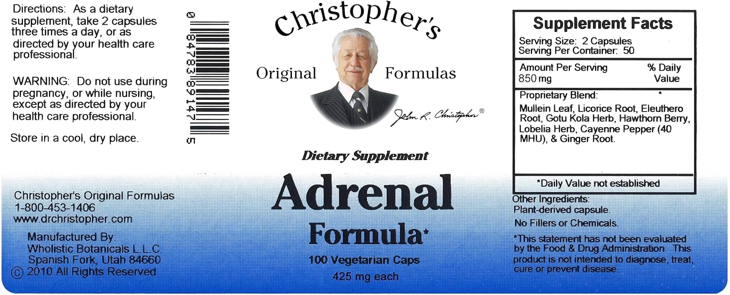 Christopher's Original Formulas Adrenal Formula - Natural Support for Adrenal Gland Function