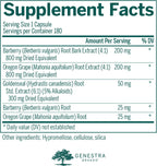 Genestra Brands Fórmula Berberis – Suplemento Herbal con Agracejo, Sello de Oro y Uva de Oregón – 180 Cápsulas