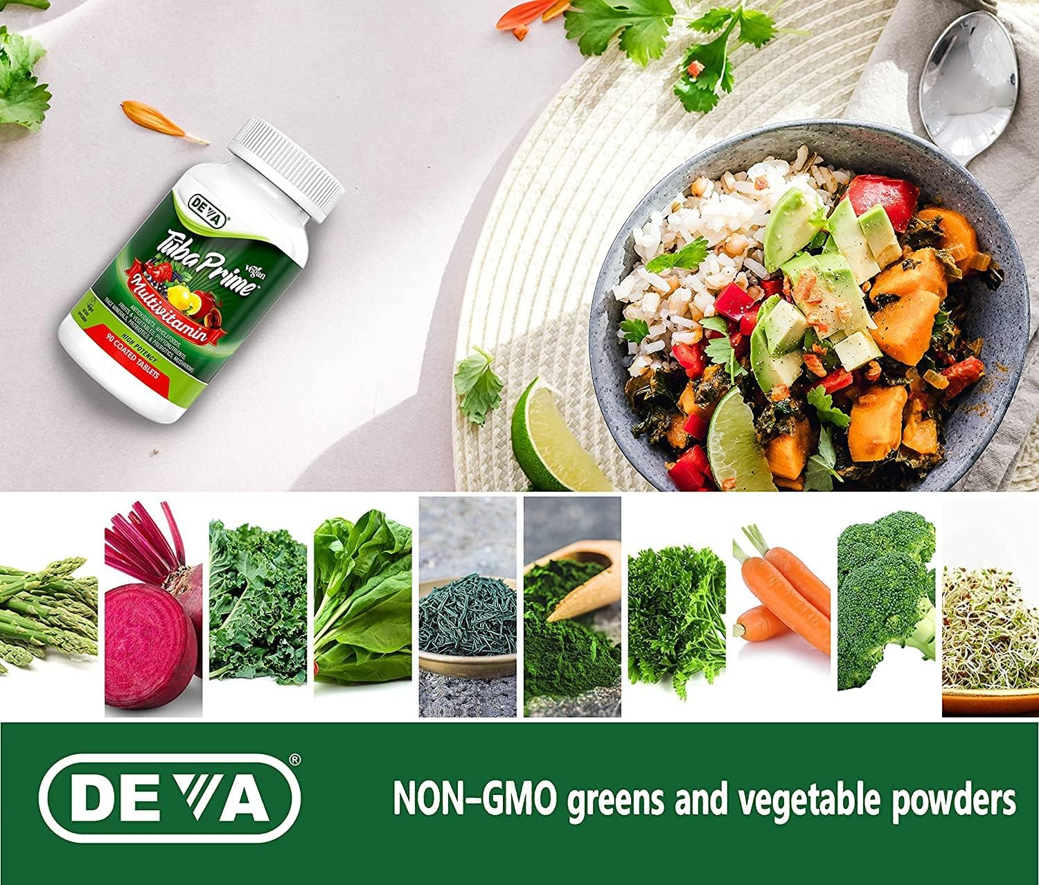 DEVA Tuba Prime Multivitamínico Vegano de Alta Potencia - 90 Comprimidos (2 Unidades)