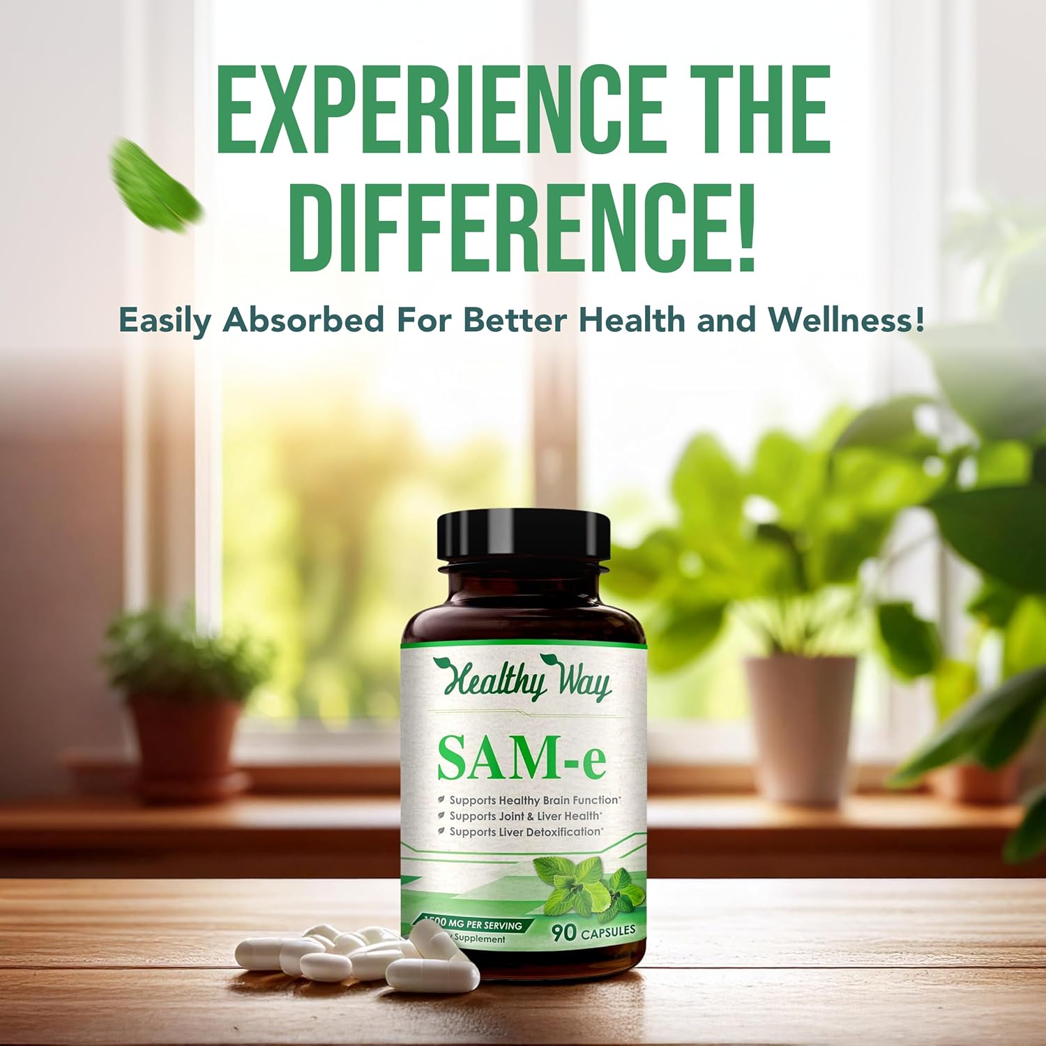 HealthyWayRx SAM-e 1500mg - S-Adenosil-L-Metionina - 90 Cápsulas