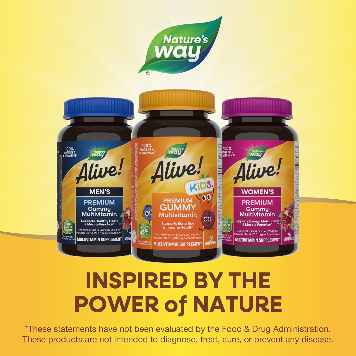 Nature's Way Alive! Multivitamínico Infantil Premium en Gominolas, Sin Gluten, Hecho con Pectina, 90 Gominolas