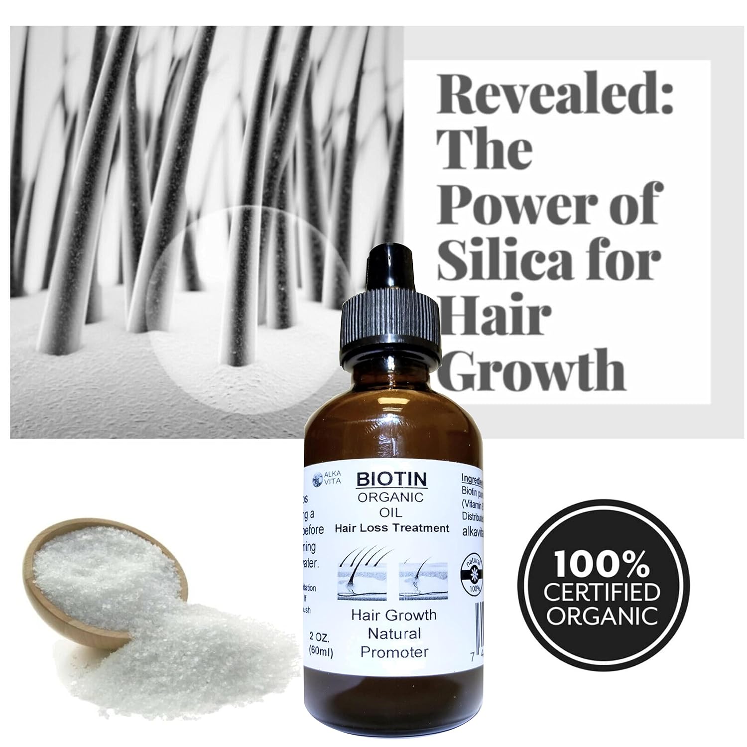 Aceite Orgánico de Biotina con Sílice para el Cabello - ALKA VITA