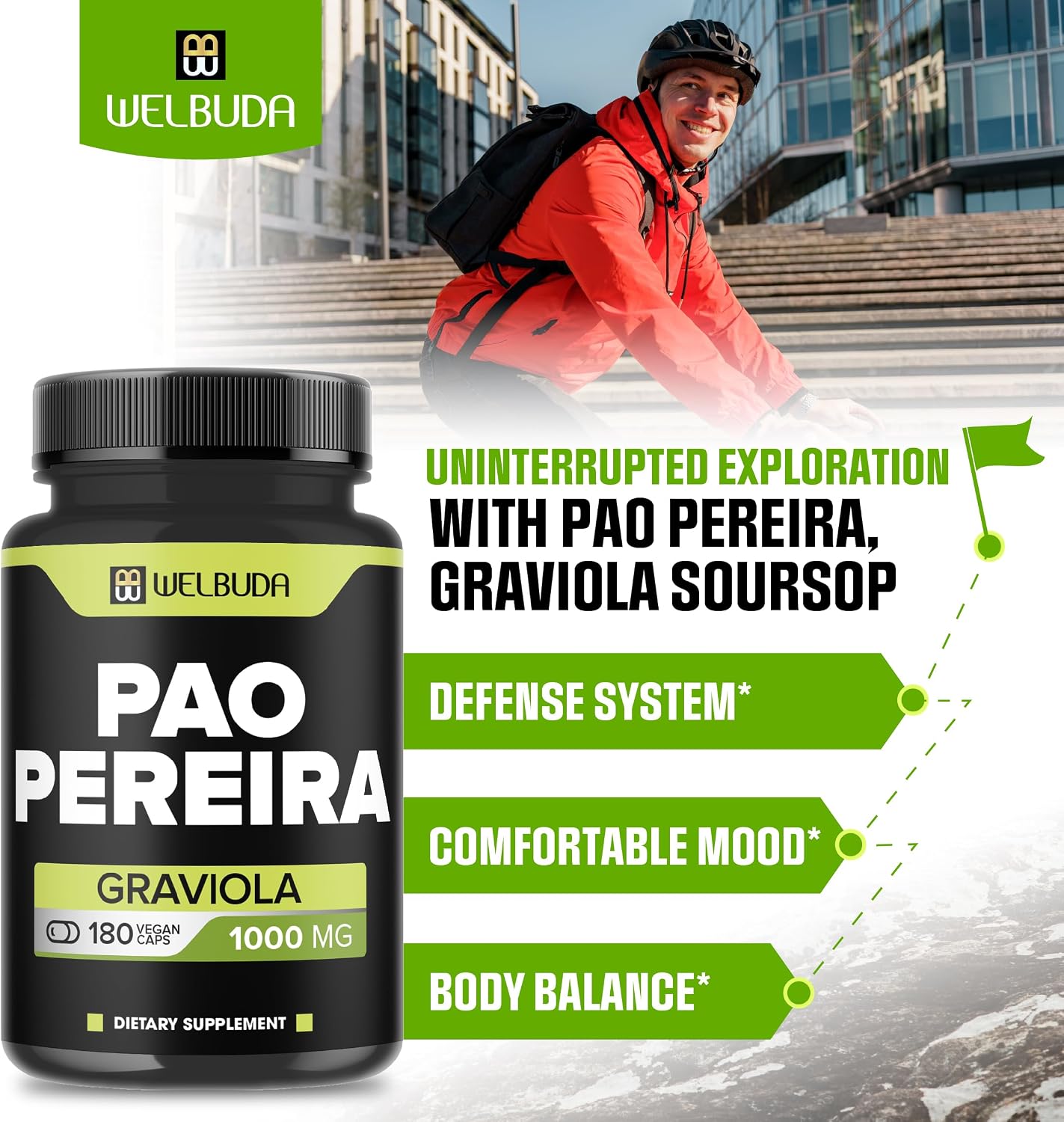 180 Cápsulas - Extracto de Pao Pereira 10:1 (600mg) con Graviola (400mg) - Fórmula Combinada