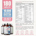 biophix Hair Skin and Nails Complex - 180 Caplets con 10.000 mcg de Biotina