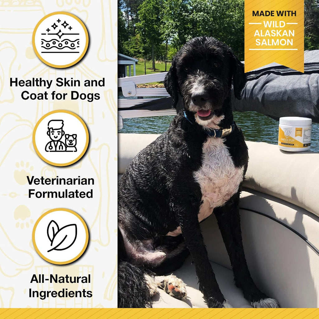 Suplemento de Aceite de Pescado para Perros - 120 Masticables con Omega 3, 6 y 9 - Sabor Salmón