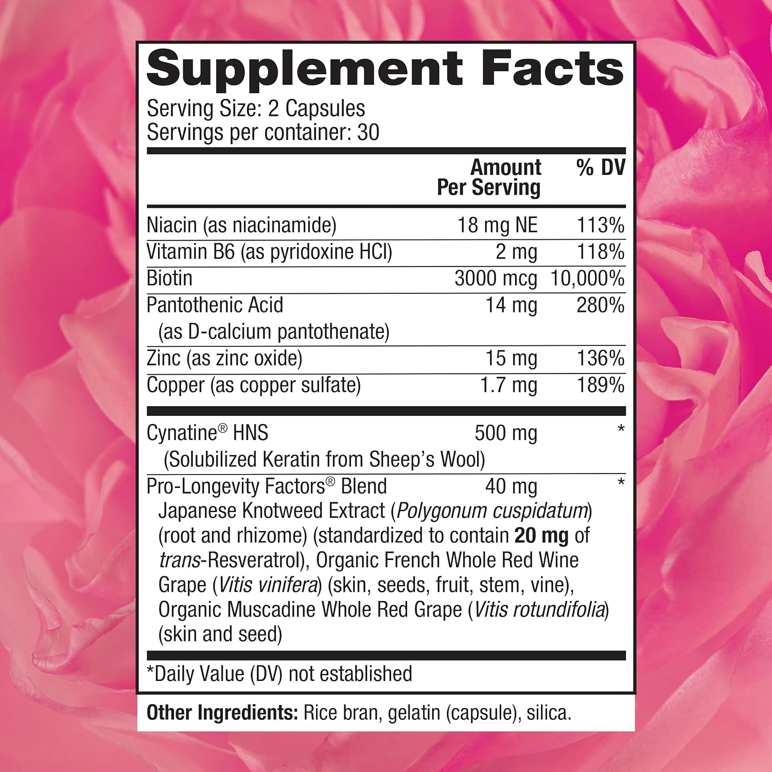 Reserveage Beauty Keratin Hair Booster with Biotin and Resveratrol - 60 Capsules