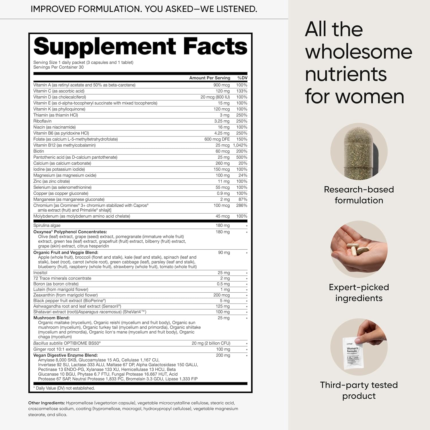 Multivitamínico para Mujeres, Complejo Todo en Uno con Vitamina B12, A, C, Biotina, D, E, Folato, Magnesio — 77 Nutrientes para la Salud General, Cabello y Piel, Energía, Suministro de 30 Días
