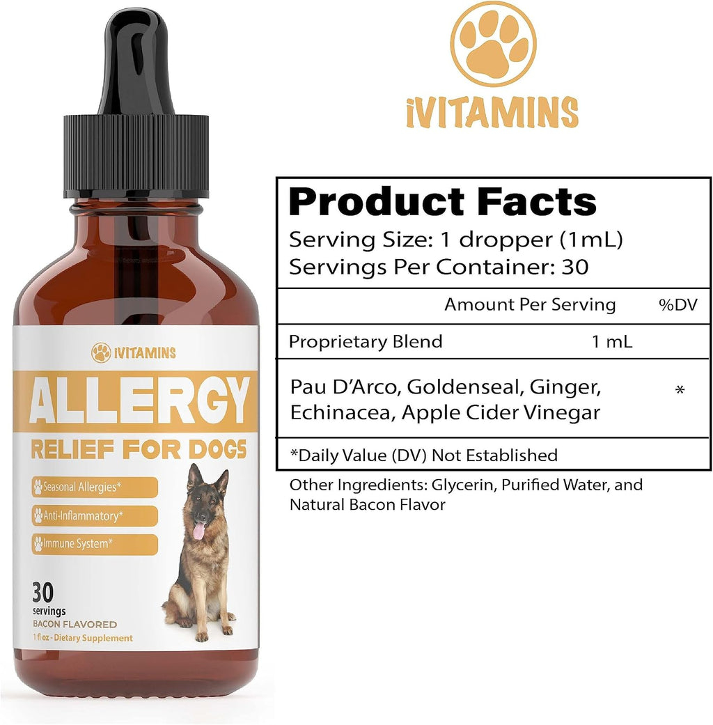 Alivio Natural para Alergias de Perros - Apoyo Contra Picazón y Estornudos - 30 ml