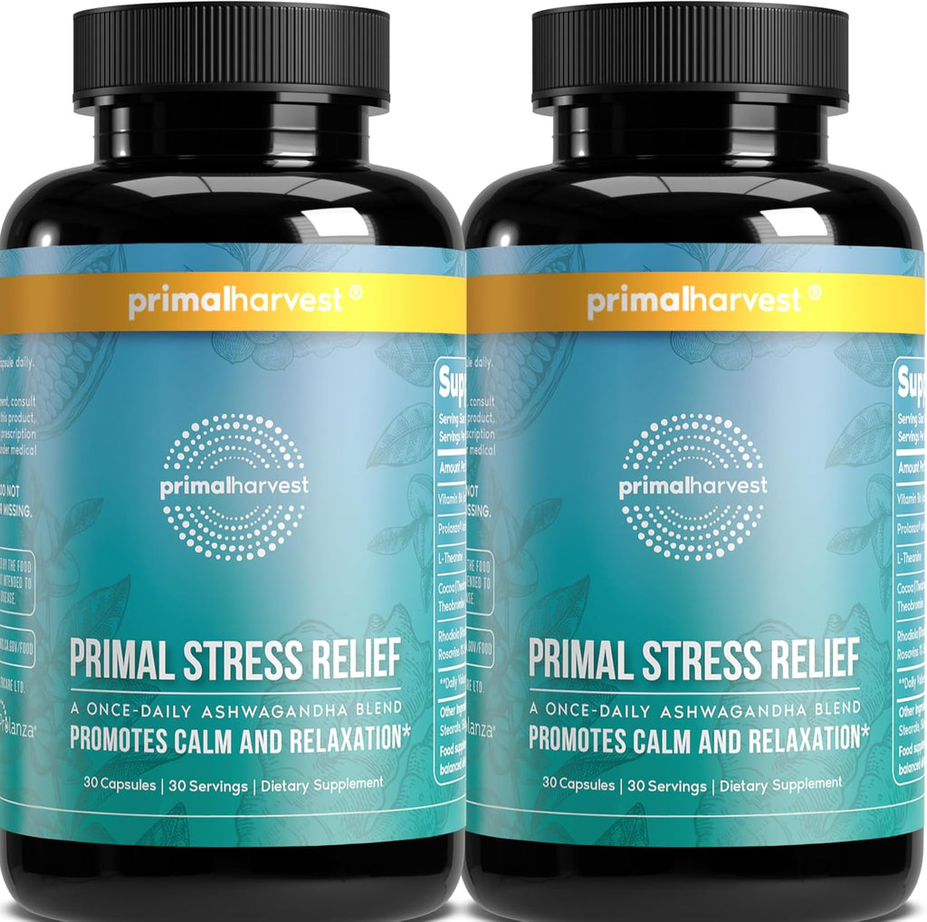 Primal Harvest Stress Relief – Suplemento Diario para el Estrés, 30 Cápsulas