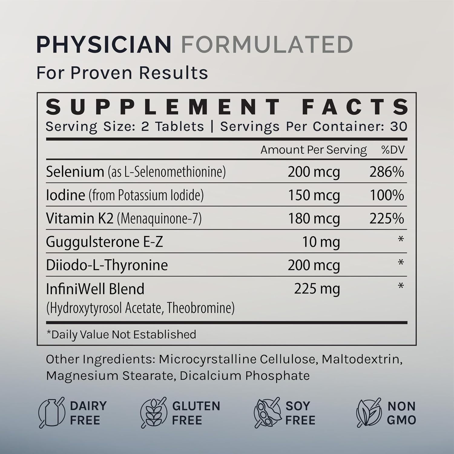 InfiniWell Thyroid Support+ - Complejo de Apoyo Tiroideo con Selenio, Yodo y Guggulsterona (60 Comprimidos)