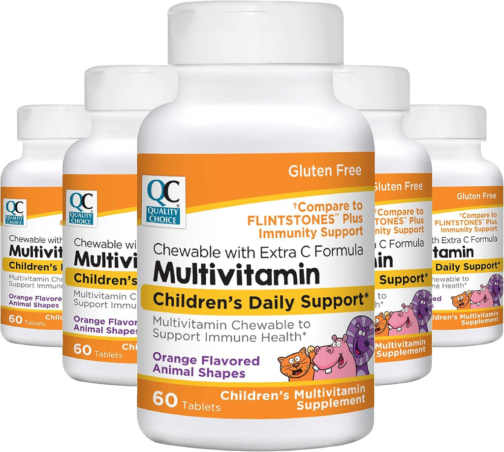 Quality Choice Multivitamínico Infantil en Forma de Animal con Vitamina C Extra - 60 Comprimidos Masticables Sabor Naranja