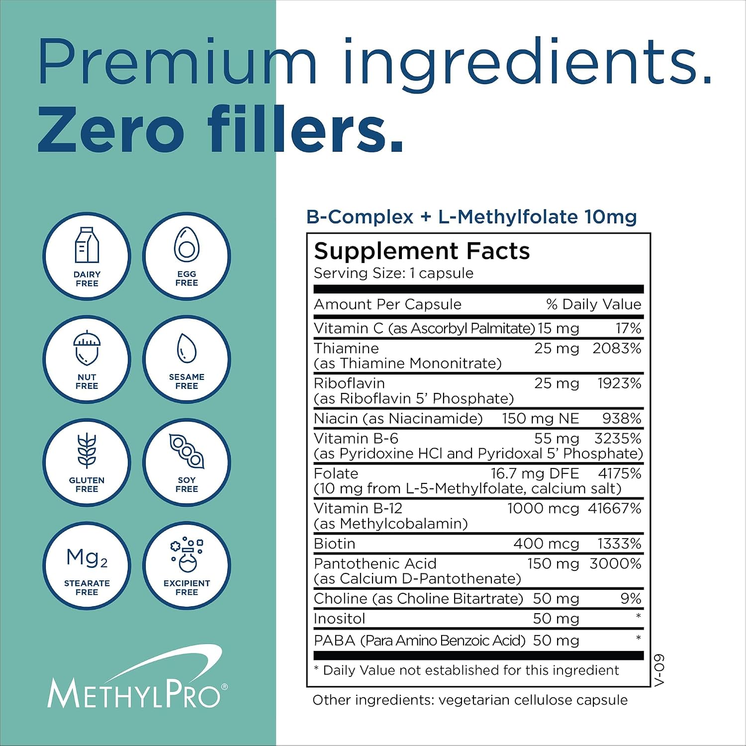 MethylPro B Complex + L-Methylfolate 10 mg - Complejo B Metilado para Energía y Estrés - 30 Cápsulas