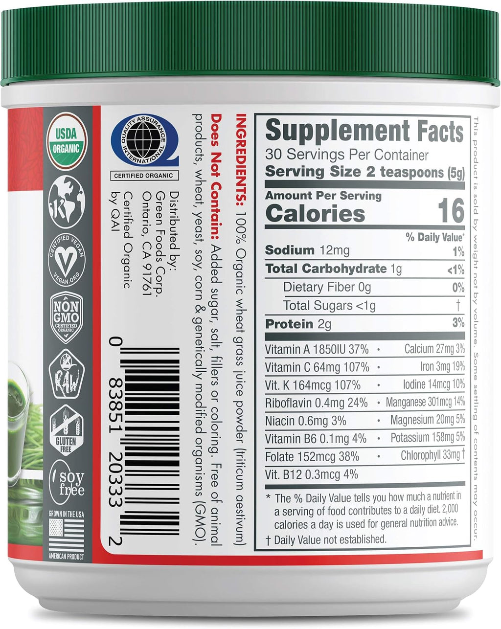 Green Foods Wheat Grass Shots, 5.3 oz – Orgánico, Vegano, Sin Gluten