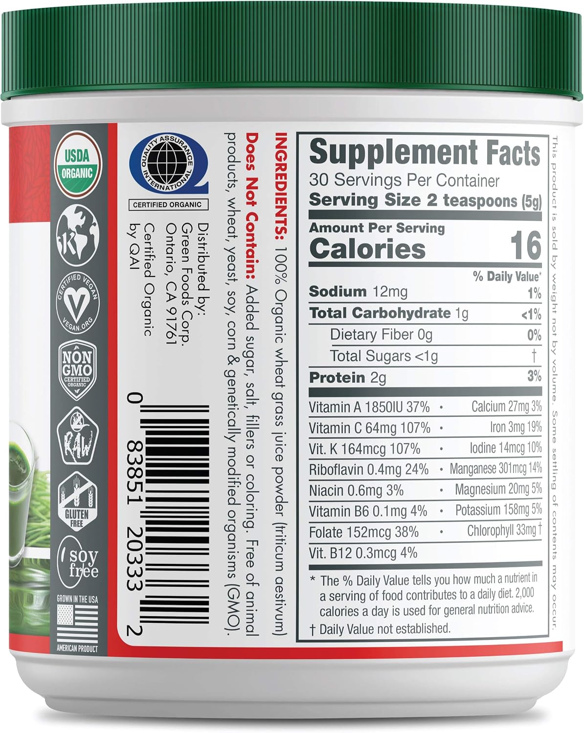 Green Foods Wheat Grass Shots, 5.3 oz – Orgánico, Vegano, Sin Gluten