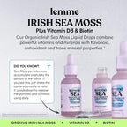 Lemme Irish Sea Moss Orgánico Gotas Líquidas con Vitamina D3 y Biotina, 30 ml