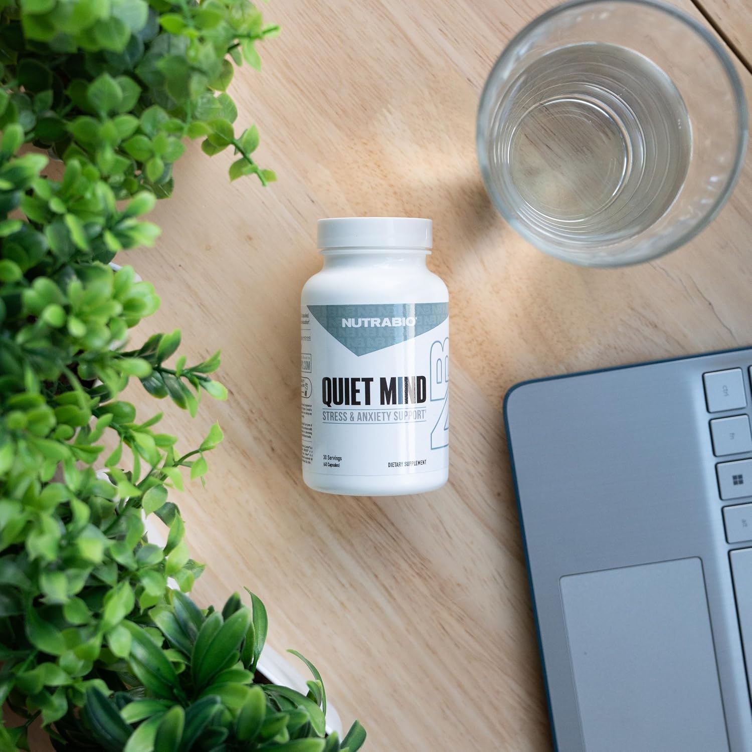 NutraBio Quiet Mind Stress Relief Supplement, 60 Cápsulas