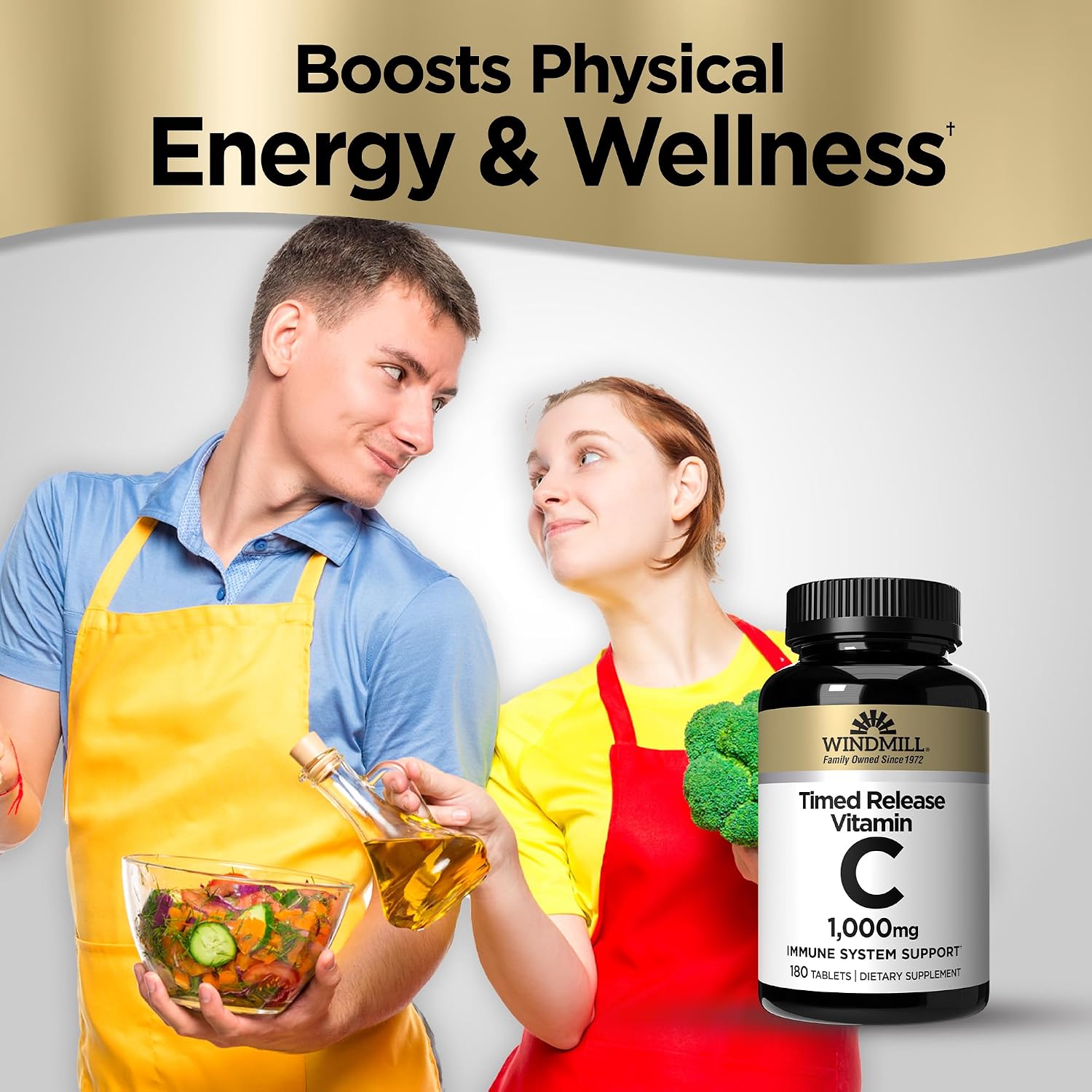 Windmill Natural Vitamins Vitamina C 1000mg Liberación Prolongada con Escaramujo y Bioflavonoides