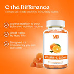 VITA GLOBE Gomitas de Vitamina C 250 mg con Colágeno, Vegano, Sabor Naranja, 60 unidades (Paquete de 2)