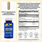 Natural Stacks Serotonin Brain Food - 1250mg L-Triptófano y 400mg Rhodiola Rosea - 120 Cápsulas