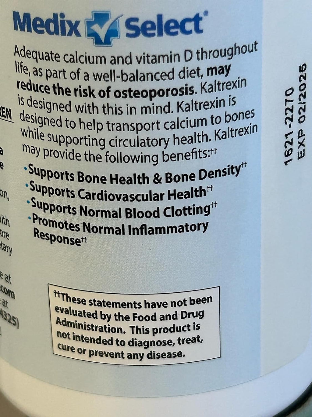 Medix Select Kaltrexin - Suplemento con Vitaminas K2, K1, D3, Calcio y Boro