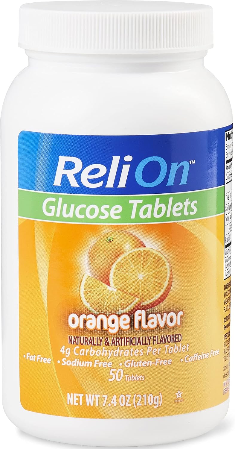 ReliOn Tabletas de Glucosa Sabor Naranja - 50 Unidades