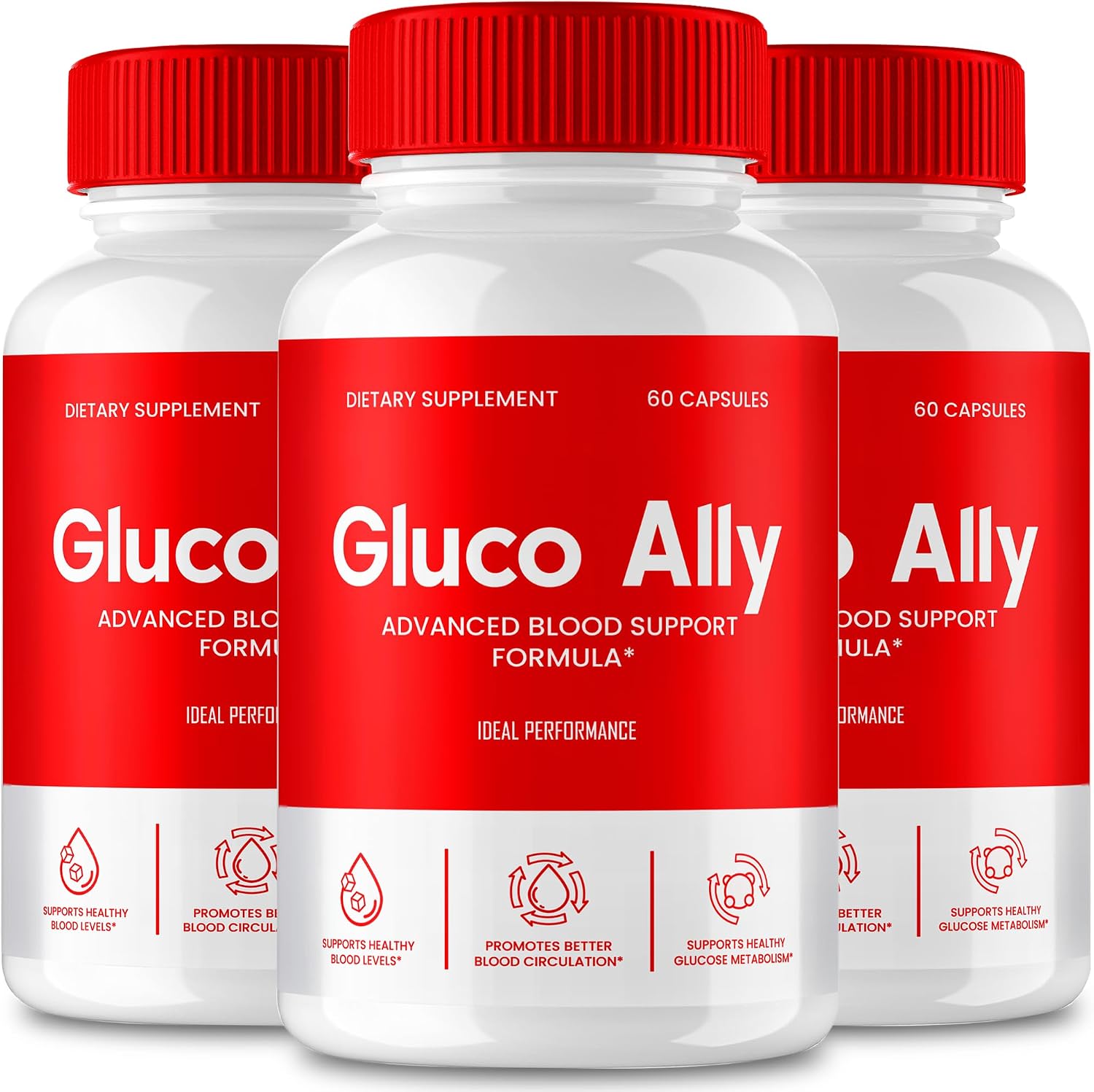 Gluco Ally Cápsulas - Complemento Alimenticio de Fórmula Natural - 3 Envases