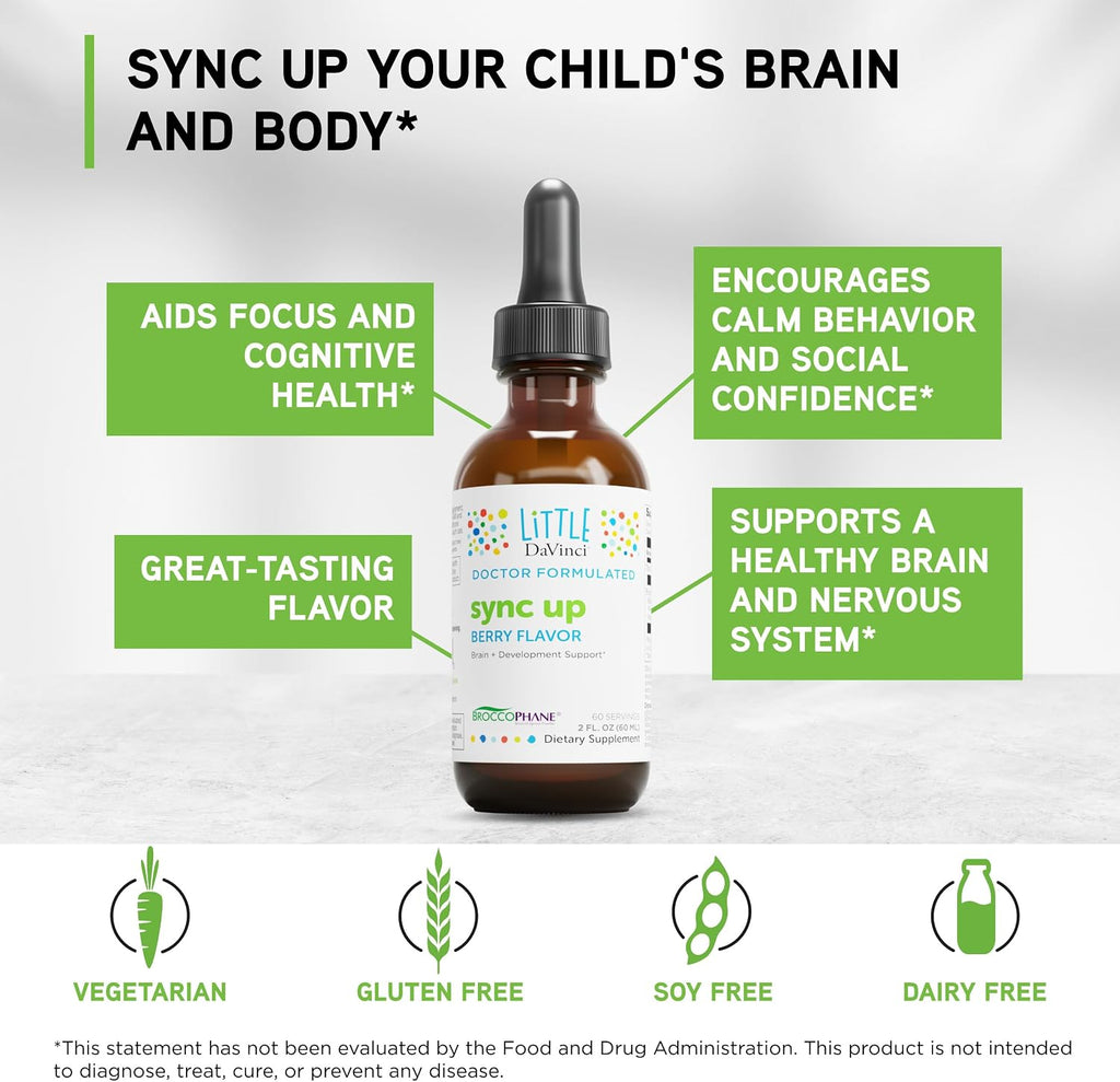 Little Davinci Sync Up - Suplemento Líquido con Sulforafano para Niños - Sabor Berry - 60 ml (60 dosis)