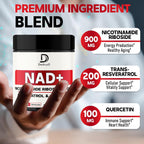 DEDICAD Suplemento NAD con Nicotinamida Ribósido, Trans-Resveratrol y Quercetina - 90 Cápsulas