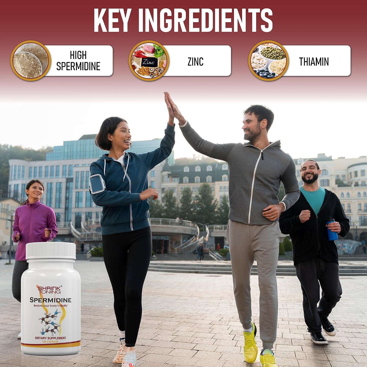 Shrink Suplemento de Espermidina – 120 Cápsulas Veganas – con Zinc y Tiamina