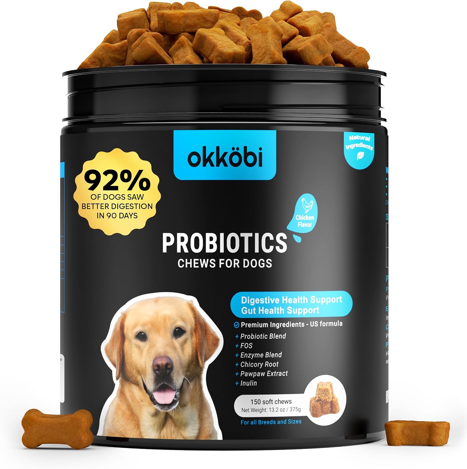 Masticables Probióticos para Perros 150 uds - Apoyo Digestivo - Sabor Pollo