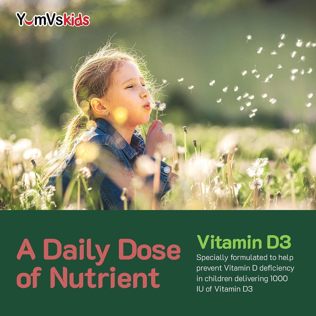 YUM-V's Gomitas de Vitamina D3 para Niños - 1000 UI - 60 Gomitas